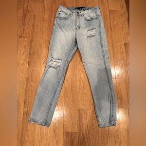 Nineteen 91: Men's Distressed Blue Ripped Jeans. Slouch Tapered Leg. Size 30/29